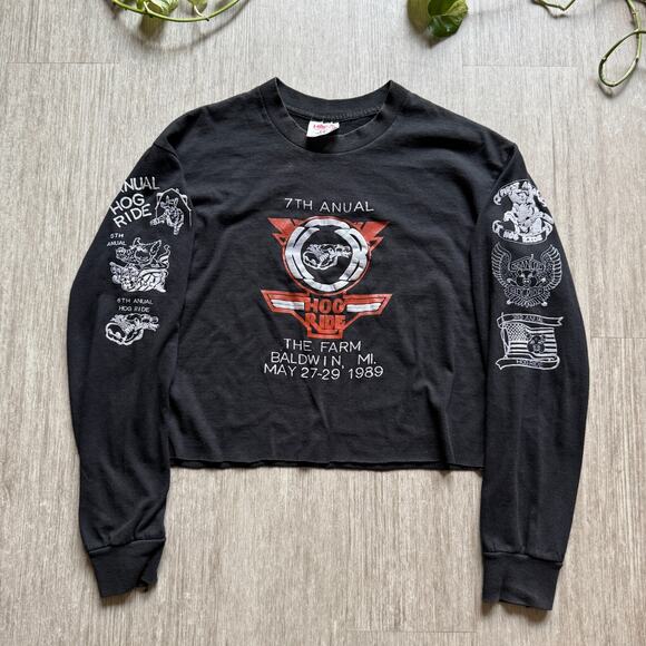 Tee Jays Other - Vintage Hog Ride Shirt Cropped The Farm Baldwin Michigan Staff Tee Adult L 90s